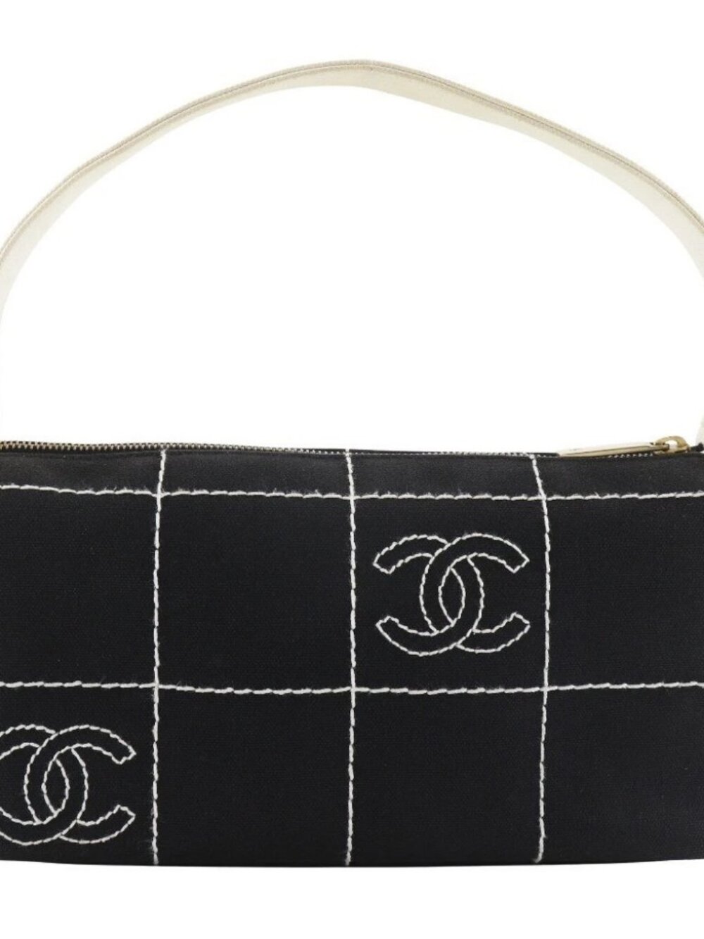 CHANEL Chocolate Bar Shoulder Bag black canvas Women